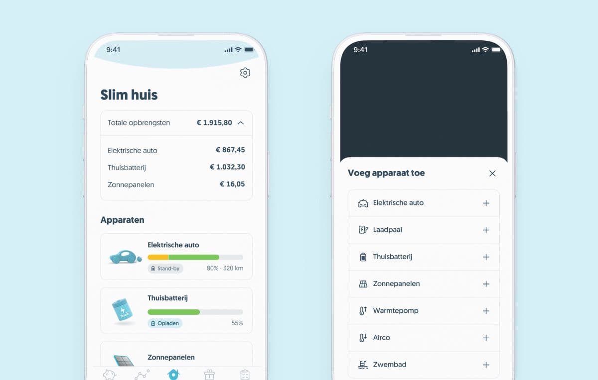 App schermen update smart home: Overzicht scherm met besparingen